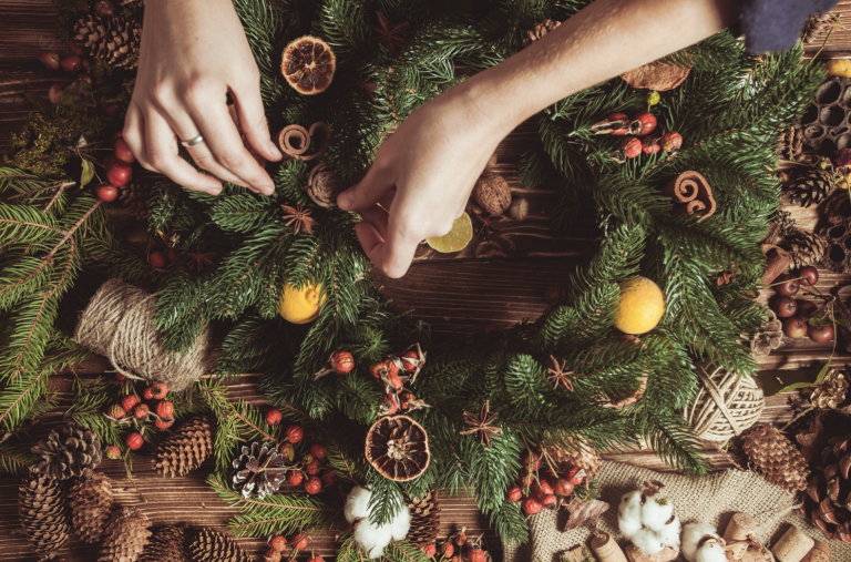 visuels de décors de table de Noel fait maison