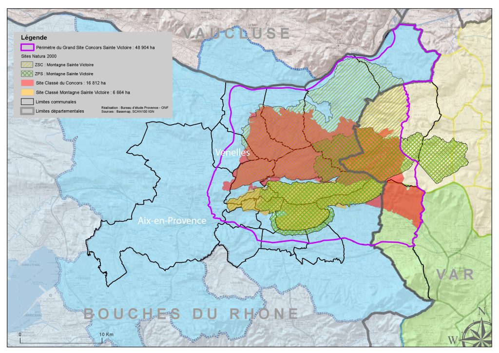 carte du périmètre du Grand Site Ste Victoire