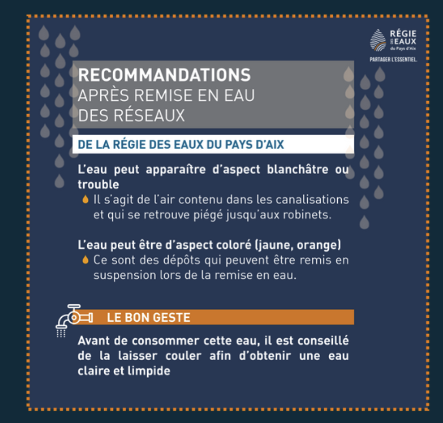 explications de la Régie des eaux sur l'après coupure d'eau