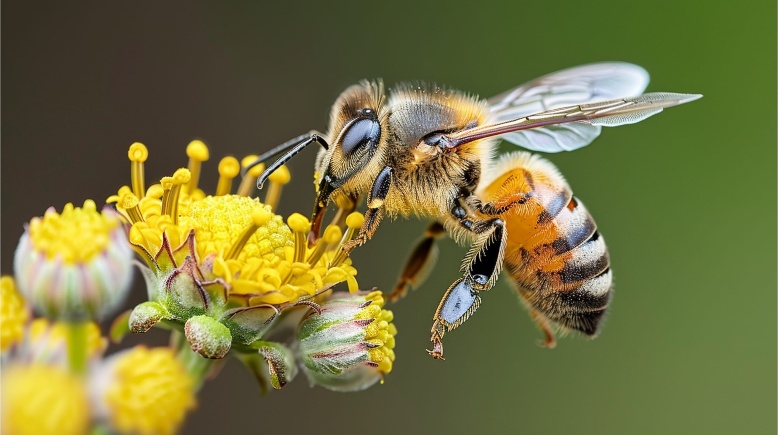 photo d'une abeille butinant une fleur