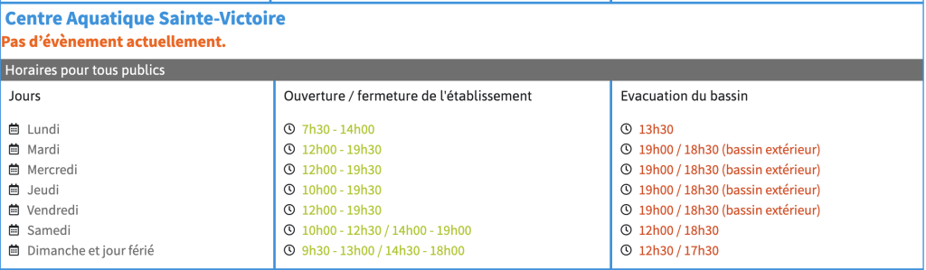 Horaires estivaux de la piscine de Venelles jusqu'au 30 juin