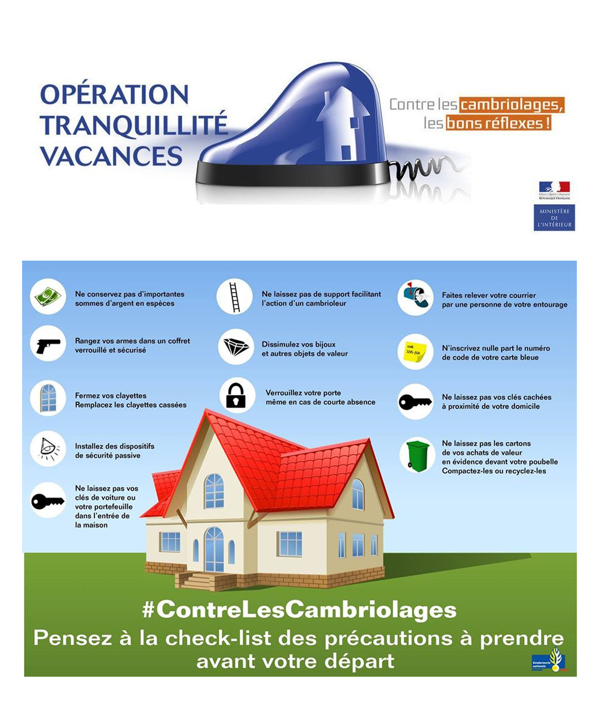 La check list avant un départ pour limiter les risques de cambriolage