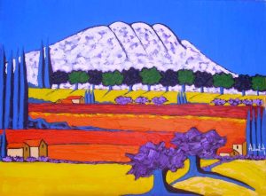 Peinture de André Aubert représentant un paysage provençal