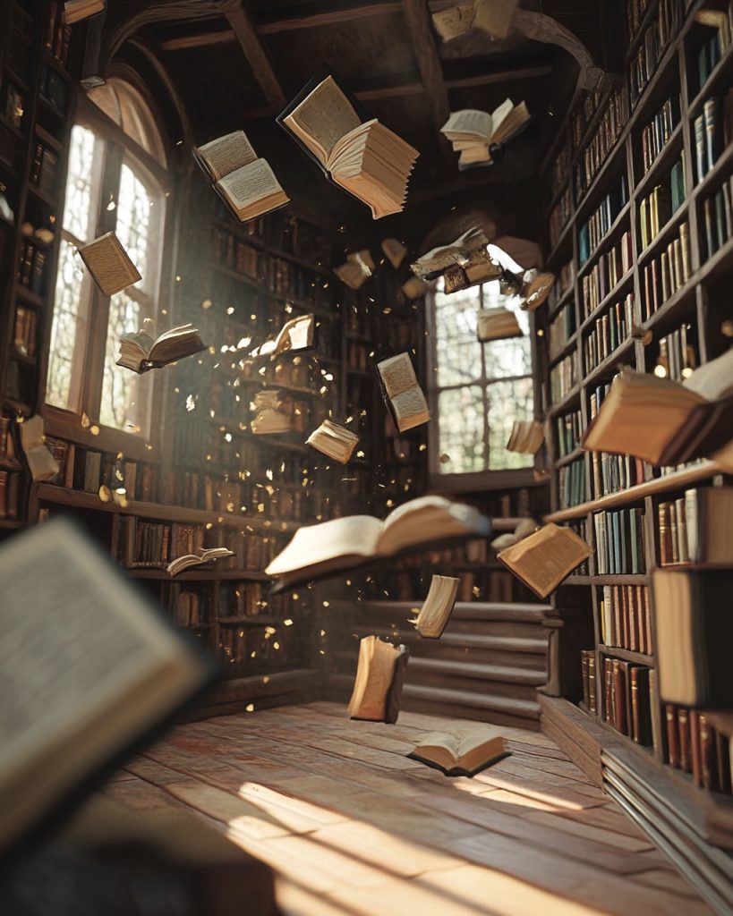 Photo représentant des livres en train de s'envoler