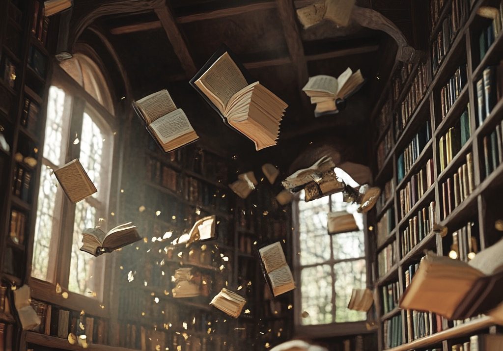Photo représentant des livres en train de s'envoler