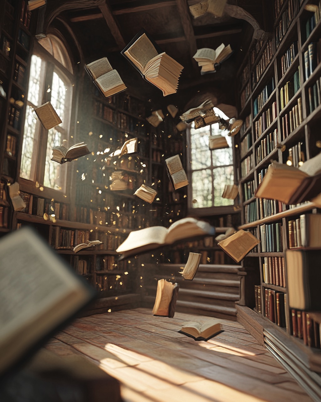 Photo représentant des livres en train de s'envoler