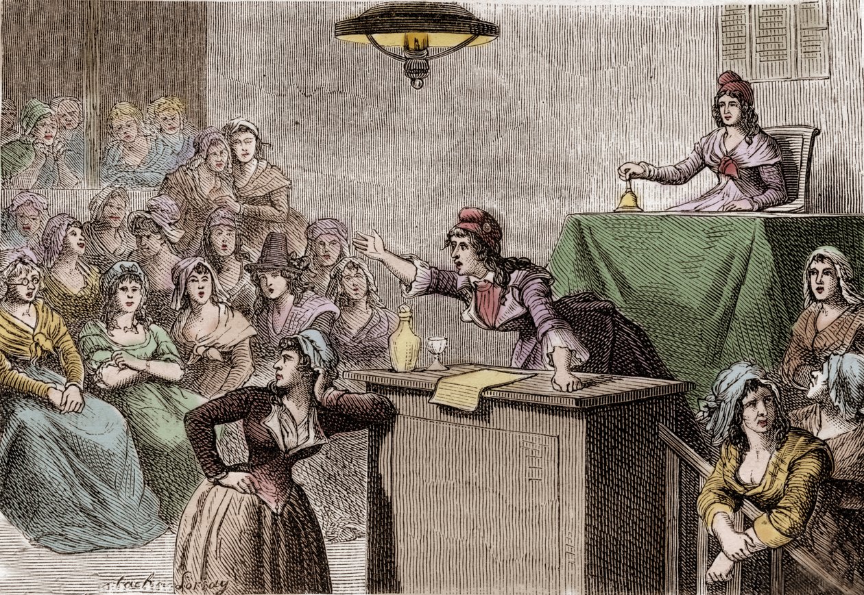 Illustration représentant un regroupement de femmes à la Réoluvtion Française