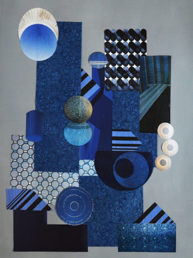 Collage aux nuances dégradées de bleu