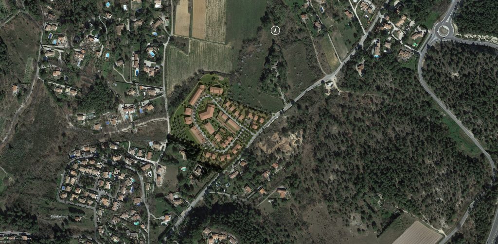 vue aérienne plan de masse du projet Vauclaire