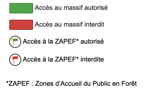 légende des acces en foret en ete